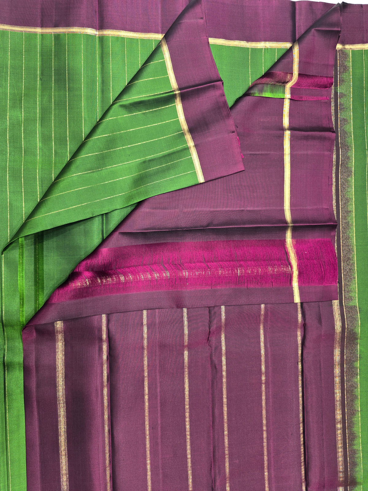 Emerald Green & Royal Purple Pure Kanchipuram Silk Saree 💚💜