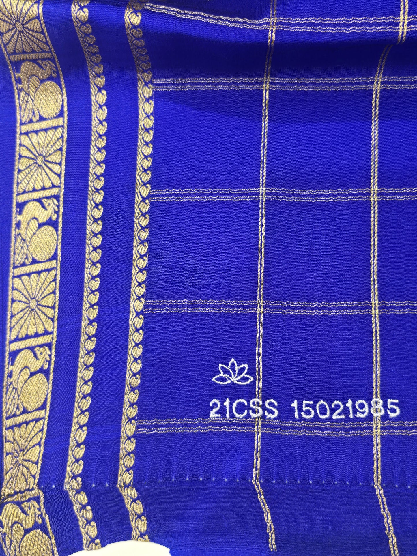 Royal Blue Pure CSS Jari Mysore Silk