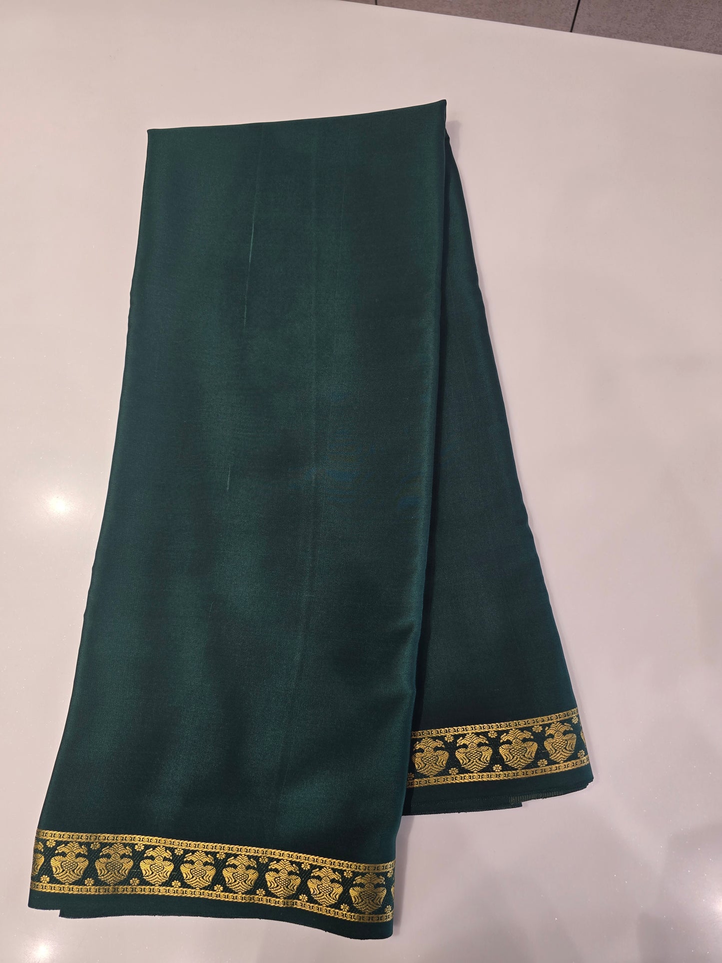 Dark Green Pure CSS Jari Mysore Silk Saree 💚✨