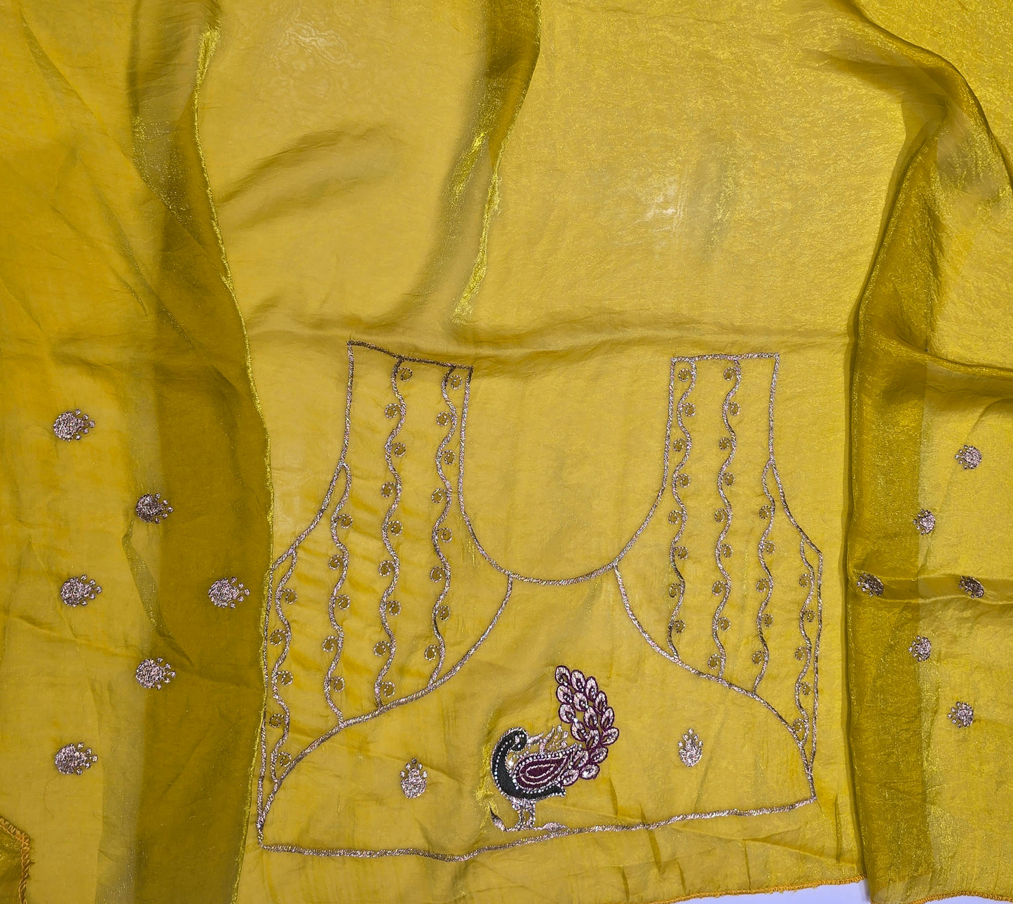 Sunshine Yellow Silk Saree with Exquisite Paisley Embroidery Border