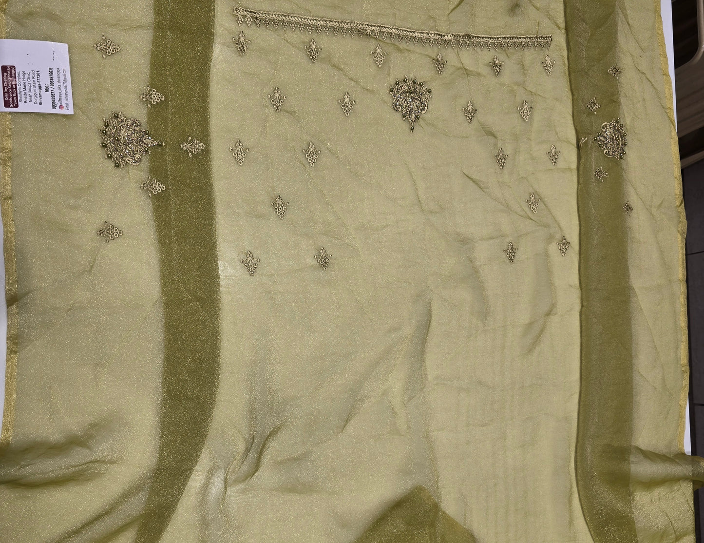 Pistachio Green Silk Saree with Intricate Zari Embroidery Work