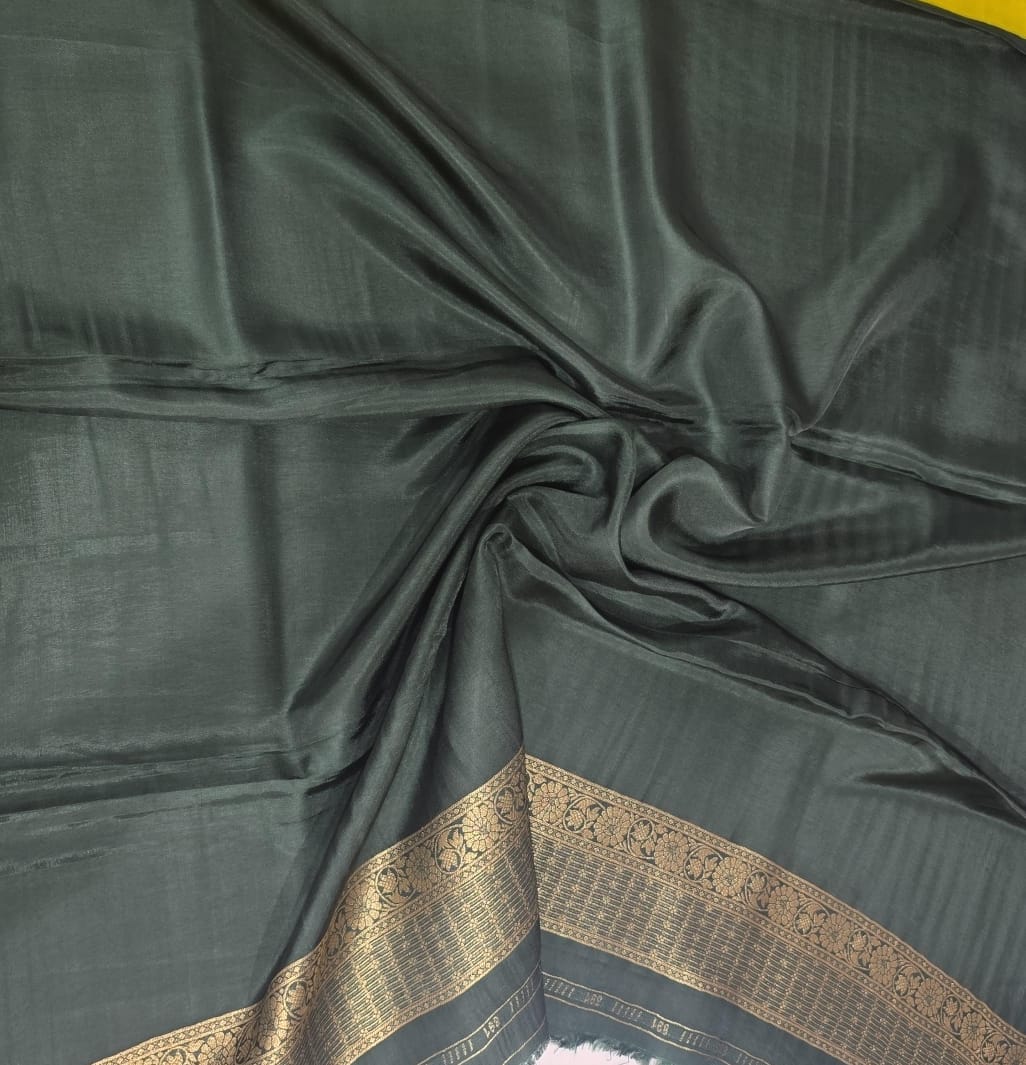Parrot Green & Bottle Green Banarasi Saree