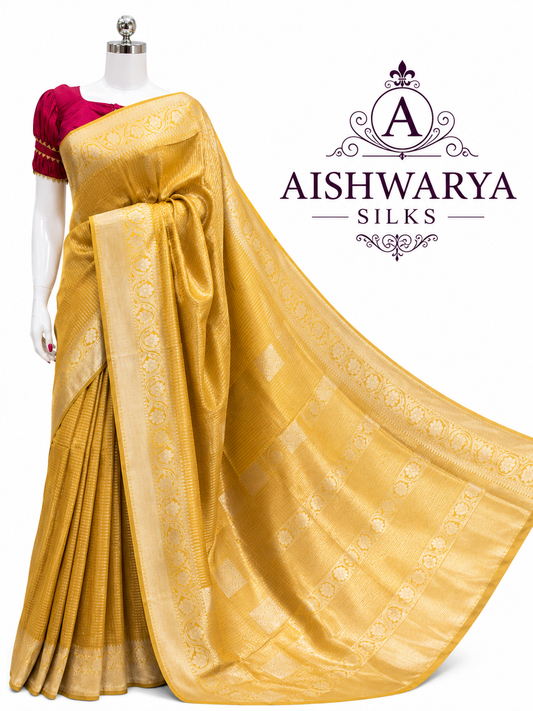 Golden Mustard Banaras Saree with Rich Zari Weaving