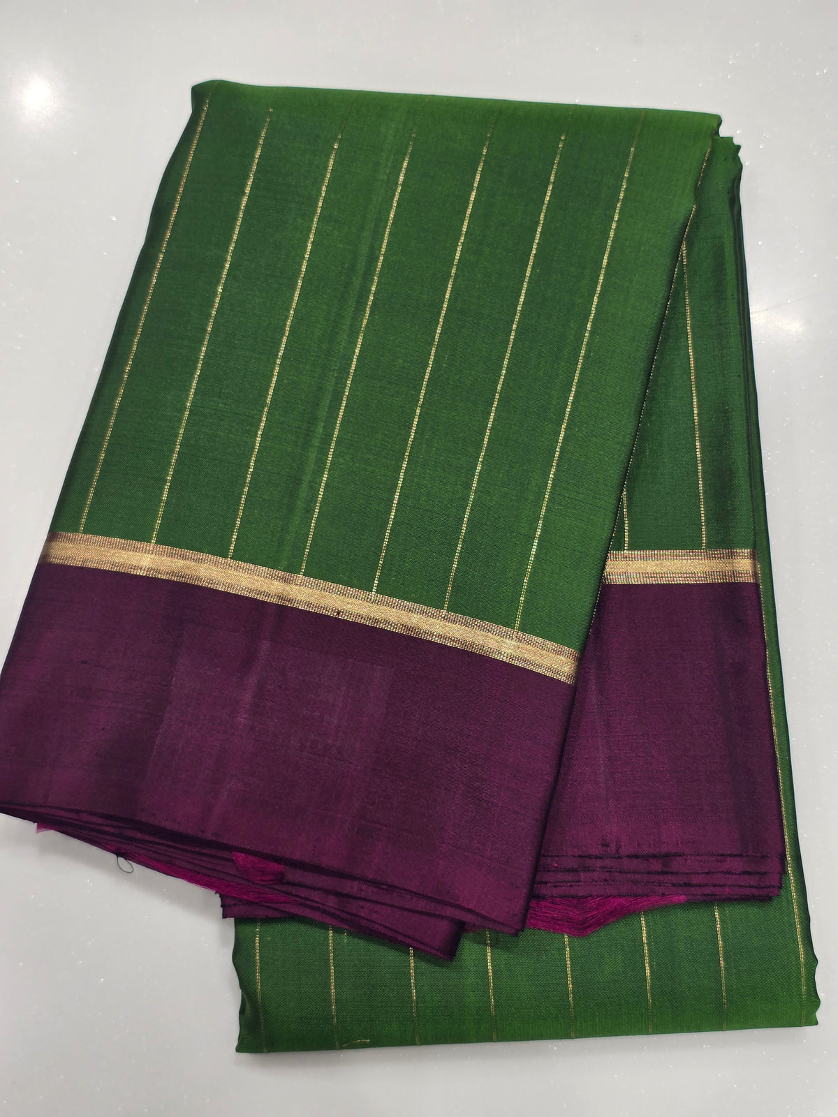 Emerald Green & Royal Purple Pure Kanchipuram Silk Saree 💚💜