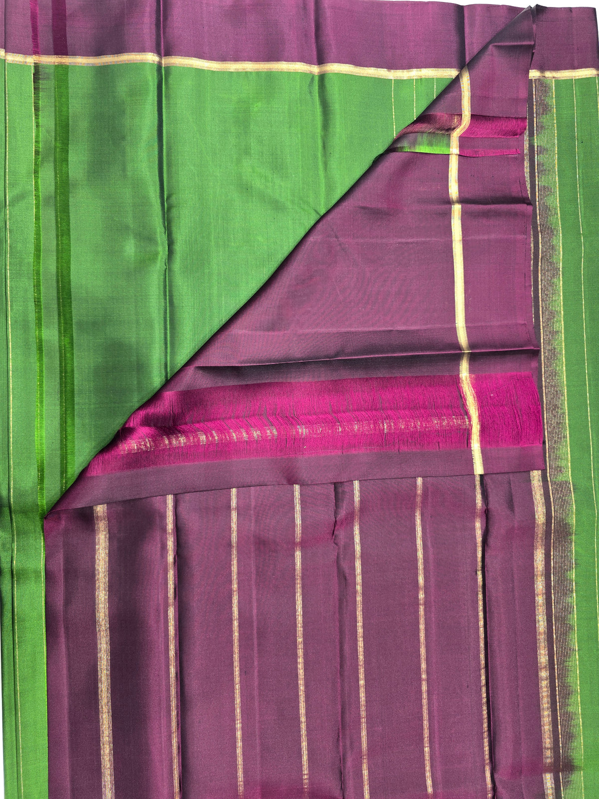 Emerald Green & Royal Purple Pure Kanchipuram Silk Saree 💚💜