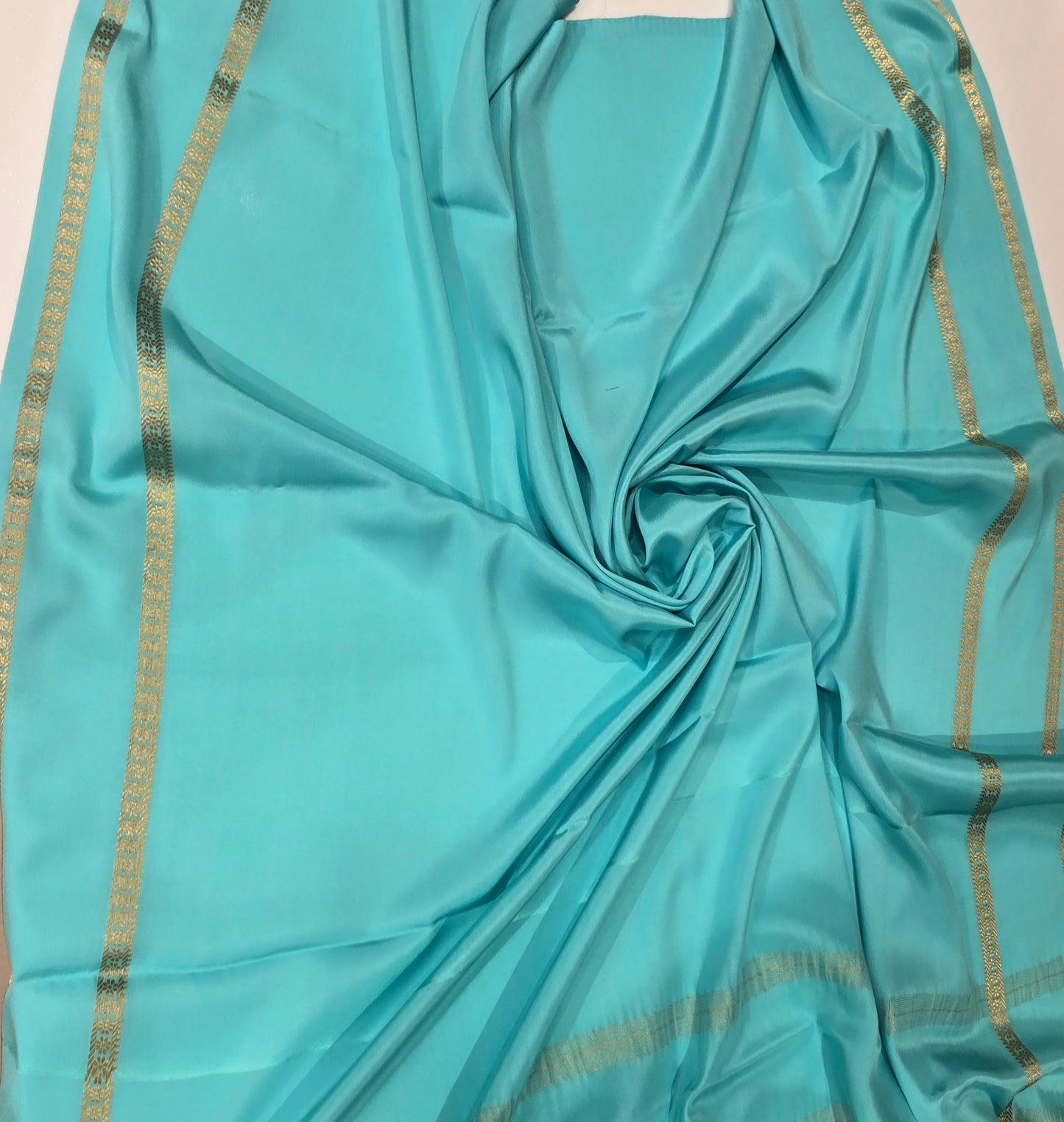 Aqua Blue Pure CSS Jari Mysore Silk Saree