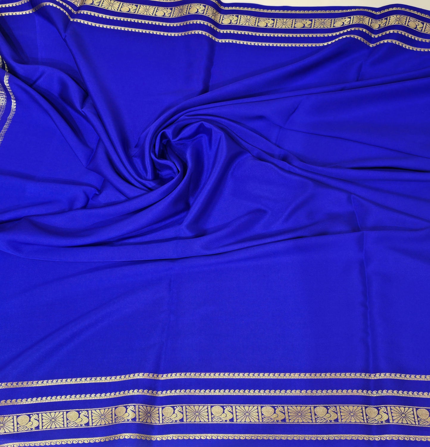 Royal Blue Pure CSS Jari Mysore Silk