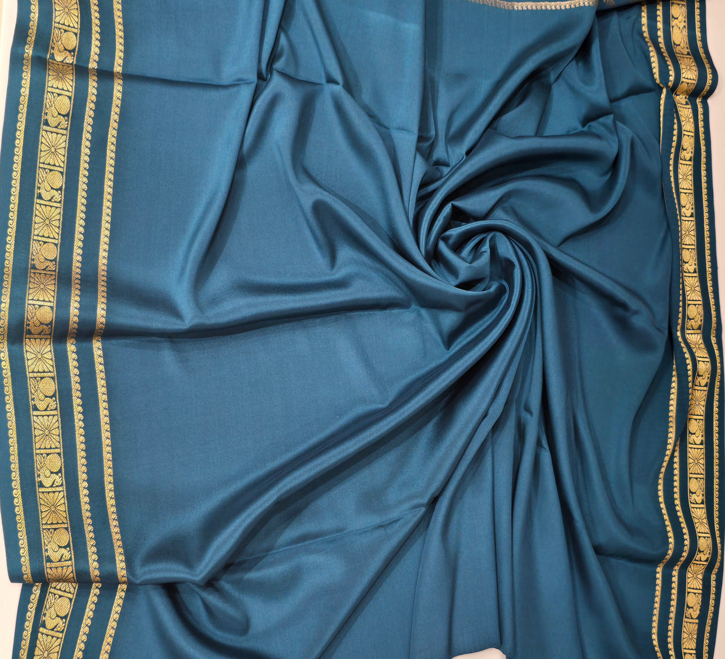 Teal Blue Pure CSS Jari Mysore Silk Saree 💙✨