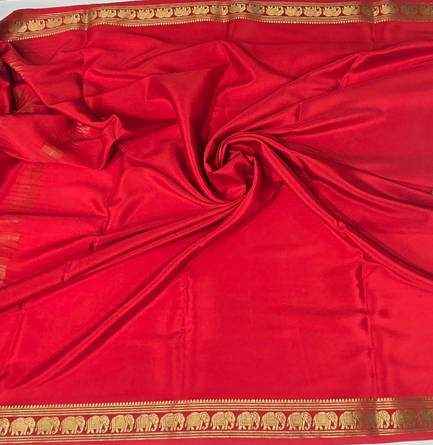 Ruby Red Pure CSS Jari Mysore Silk Saree ❤️✨