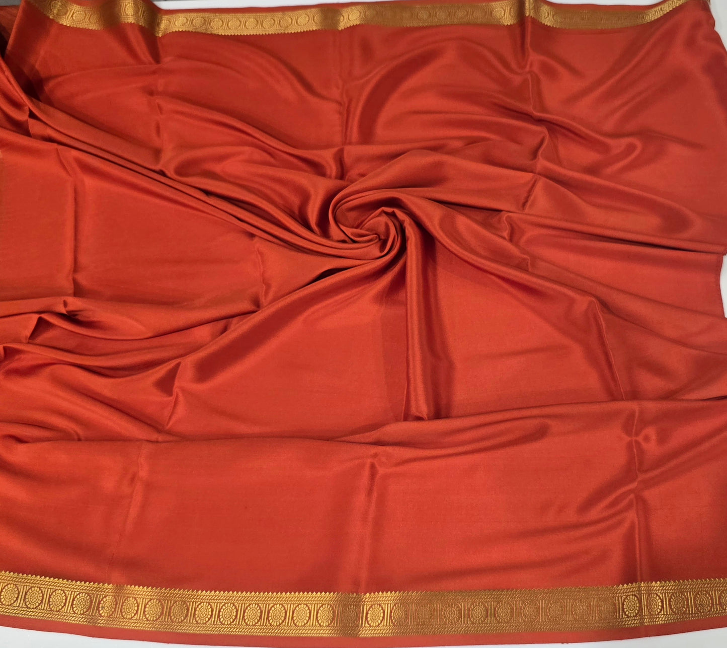 Orange Pure CSS Jari Mysore Silk Saree 🧡✨