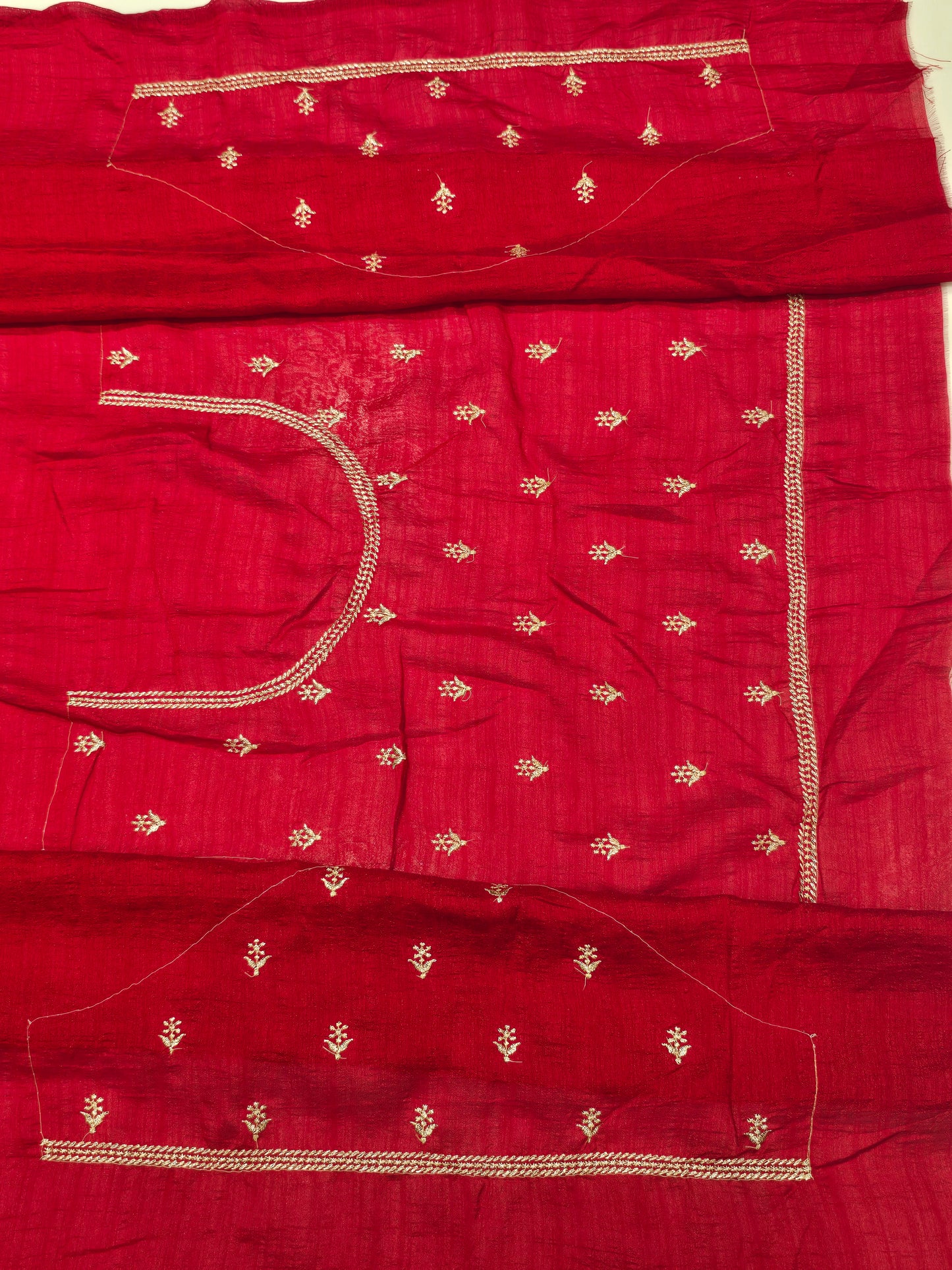 Red Designer Party Wear Silk Saree with Silver Zari Stripe Weaving