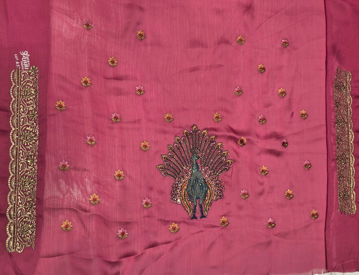 Fuchsia Pink Silk Saree with Elegant Paisley Embroidery