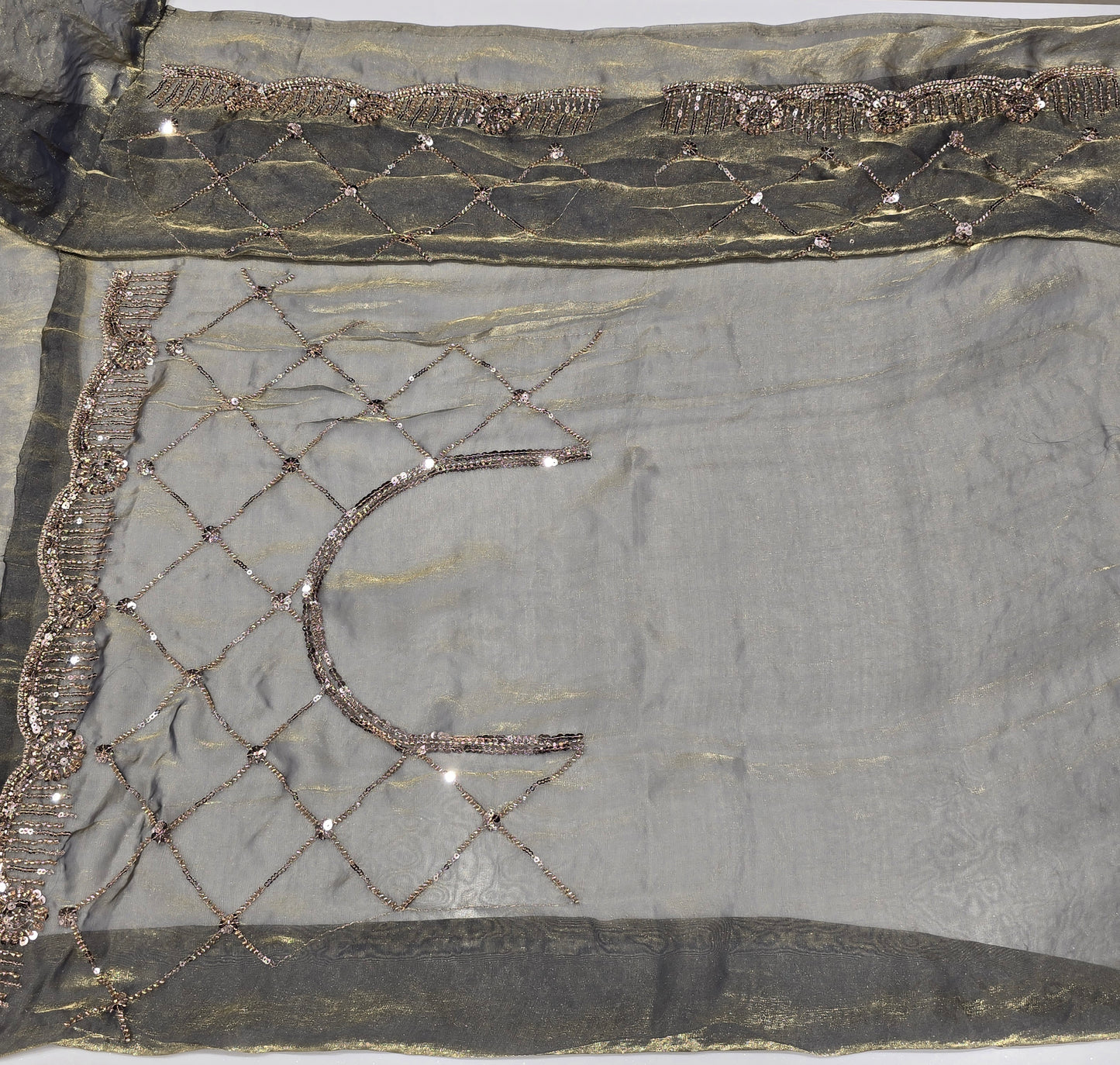 Steel Grey Designer Silk Saree with Elegant Diamond Weave Pattern