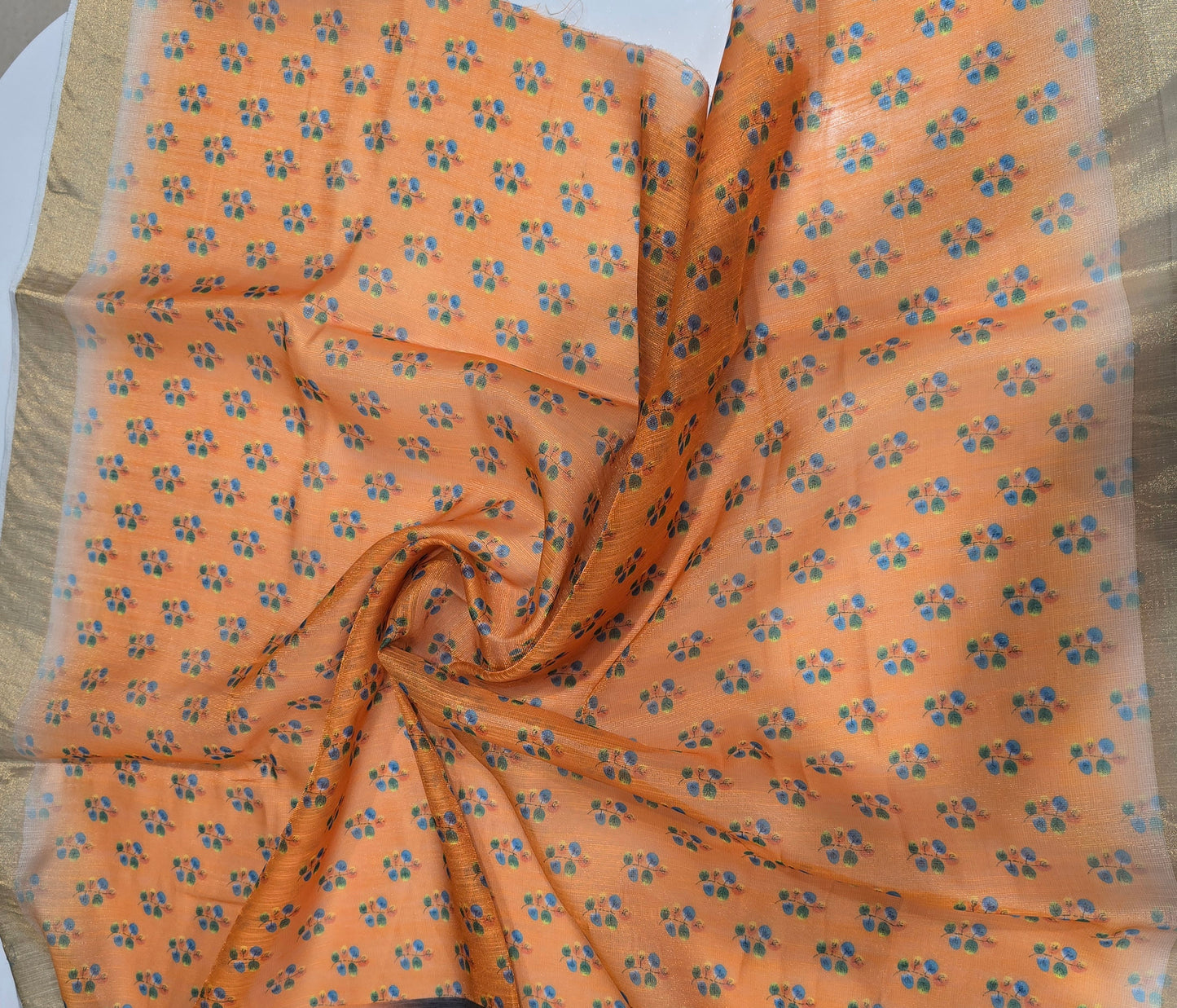 Mustard Yellow Cotton Linen Saree with Artistic Hand-Painted Pallu