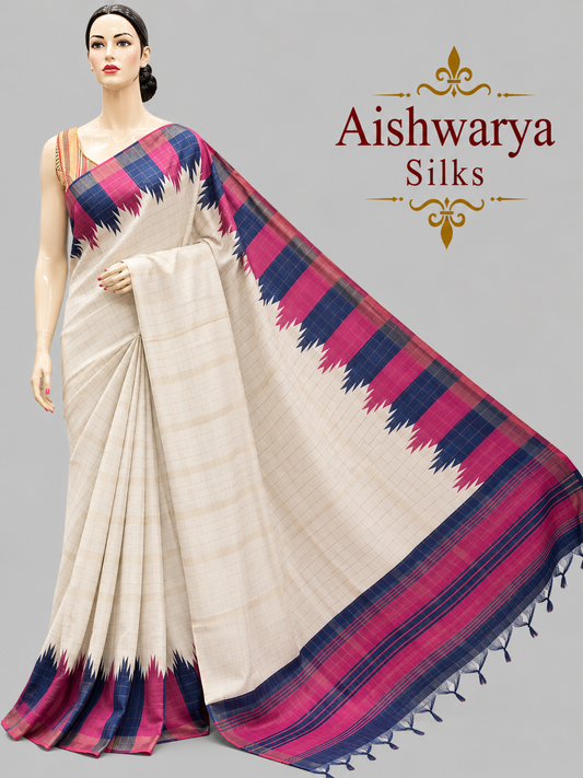 Semi Tussar Saree with Contrast  Border