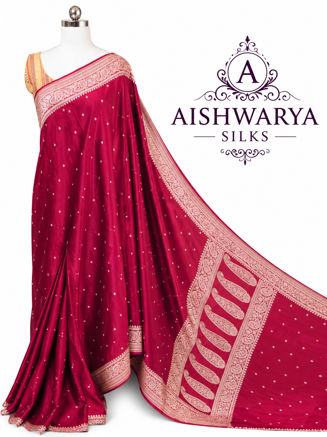Rani Pink Semi Mashru Banaras Saree with Elegant Zari Weaving