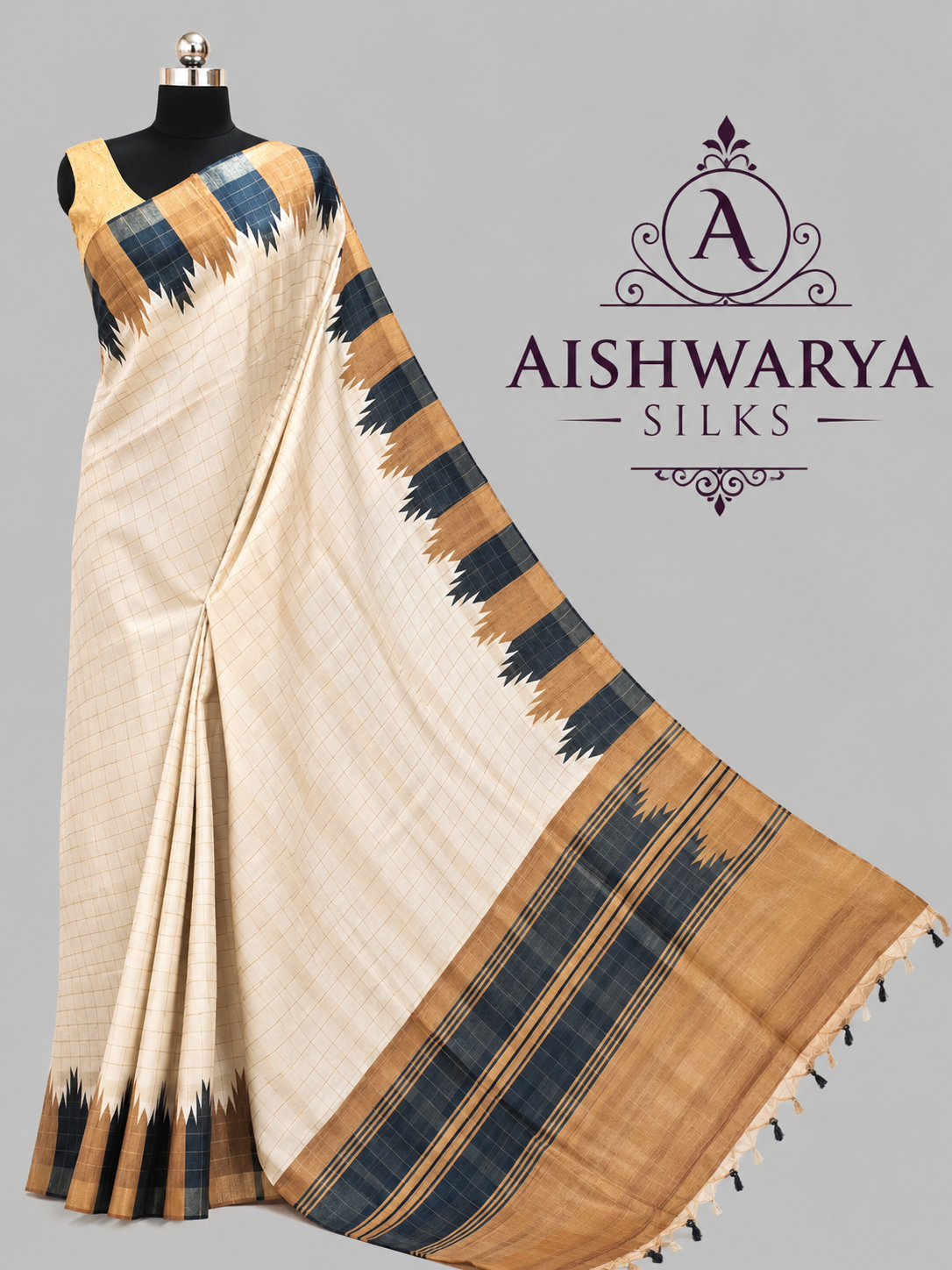 Semi Tussar Saree with Contrast  Border