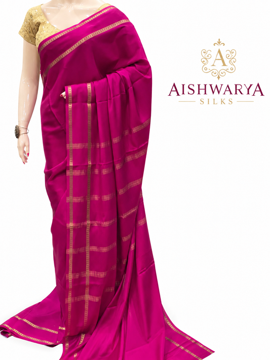 Rani Pink Pure CSS Jari Mysore Silk Saree 💖✨