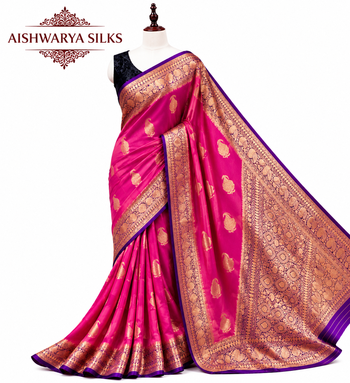 Onion Pink Banarasi Silk Saree 💗✨