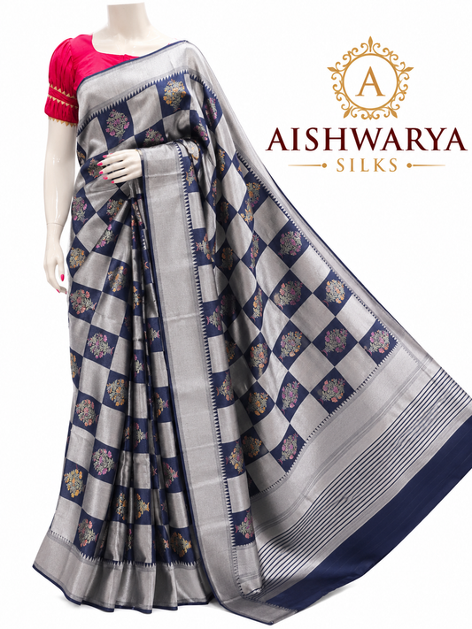 Designer Banarasi Silk Saree with Floral Butta Weaving