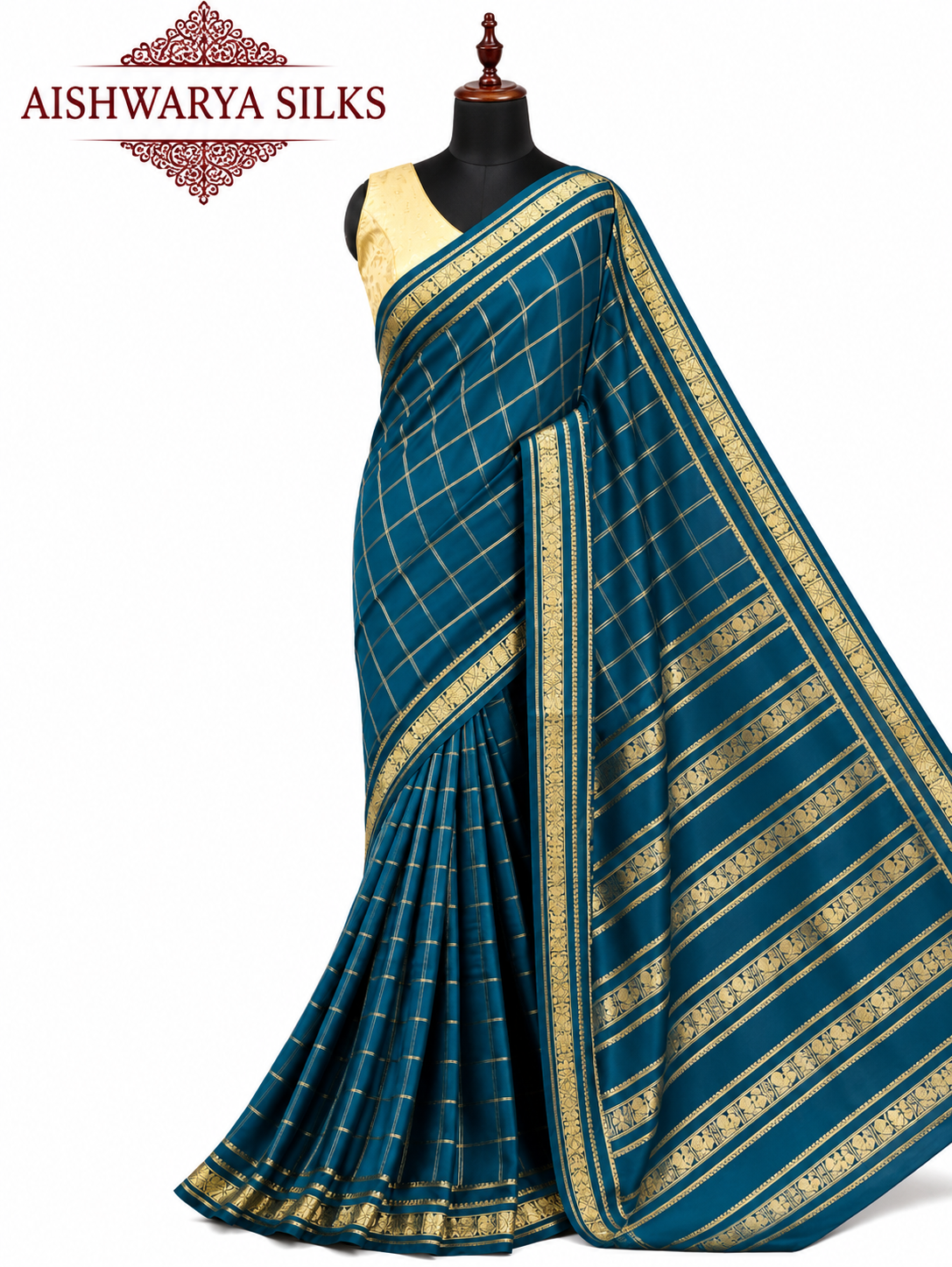 Teal Blue Pure CSS Jari Mysore Silk Saree 💙✨
