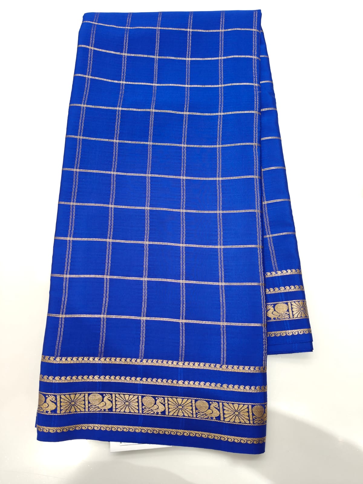 Royal Blue Pure CSS Jari Mysore Silk
