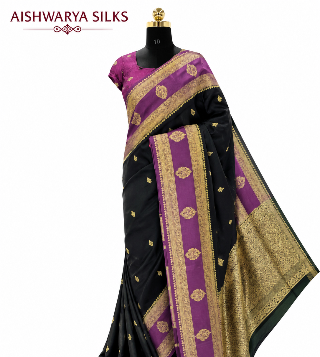 Black & Lavender Banarasi Saree
