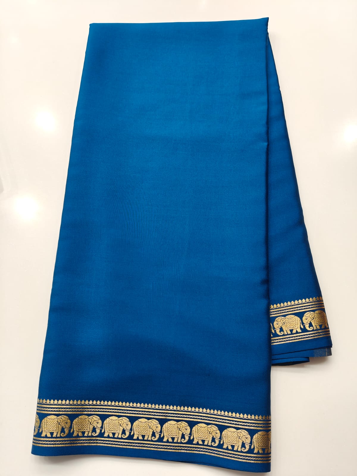 Navy Blue Pure CSS Jari Mysore Silk Saree