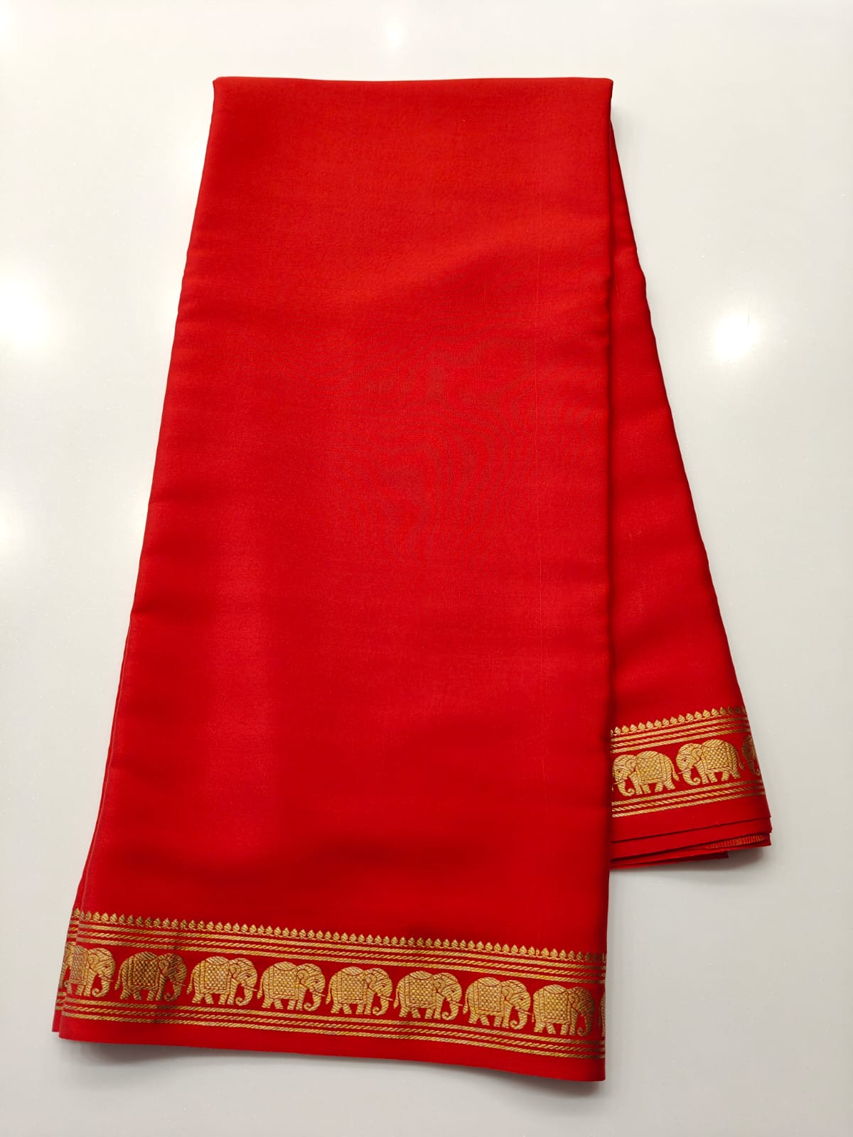 Ruby Red Pure CSS Jari Mysore Silk Saree ❤️✨