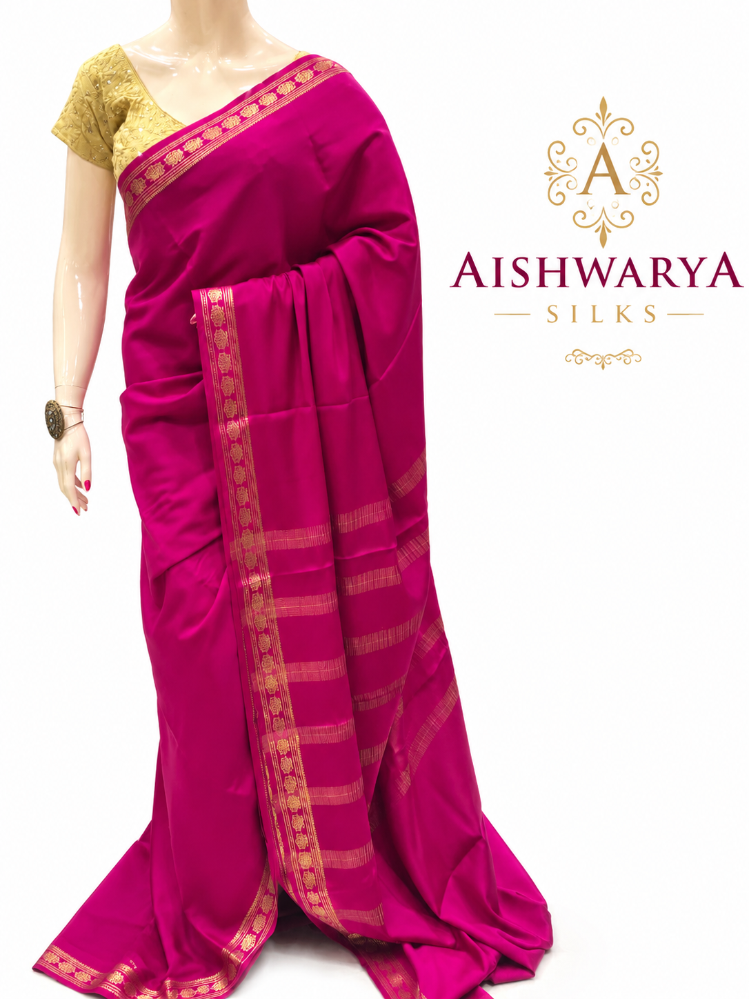 Pink Pure CSS Jari Mysore Silk Saree 💗✨