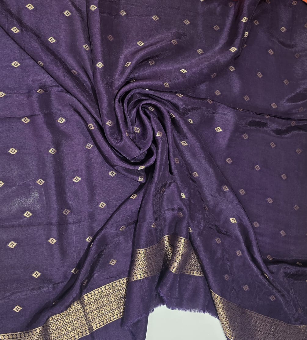 Orange with Purple Blouse  Designer Banarasi Saree
