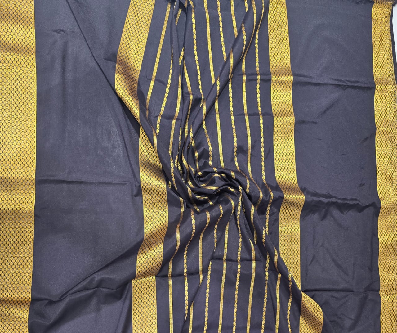 Black & Purple Semi Mysore Crepe Saree
