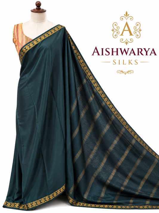 Dark Green Pure CSS Jari Mysore Silk Saree 💚✨