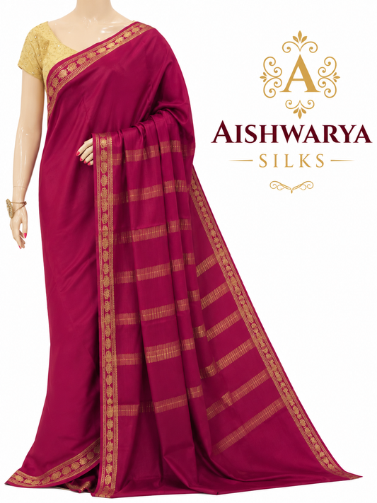 Wine Pink Pure CSS Jari Mysore Silk Saree ❤️✨