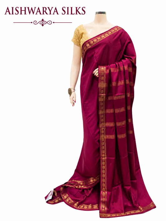 Magenta Pure CSS Jari Mysore Silk Saree