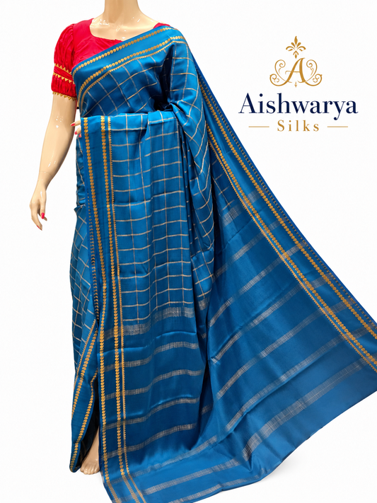 Royal Blue Pure CSS Jari Mysore Silk Saree