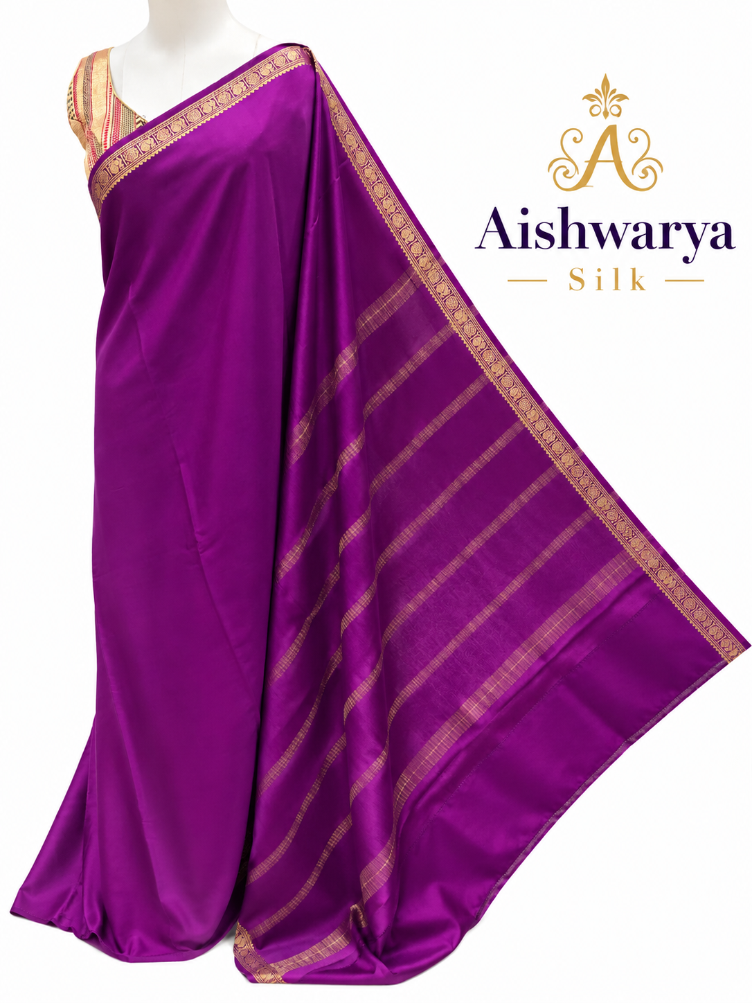 Purple Pure CSS Jari Mysore Silk Saree